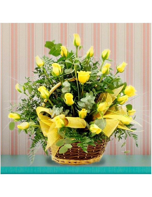 Basket of Yellow Roses